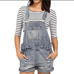 Blank NYC Denim Short Distressed Overalls